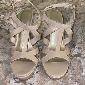 4” strappy High heels, nude, 8M
